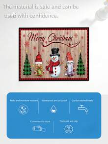 4 Pieces Of Christmas Gingerbread Man PVC Woven Placemats For The Christmas Tree, Reusable And Washable, Farmhouse Winter Christmas Holiday Family Kitchen Table Decoration Placemats.