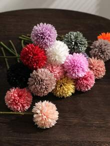 6 朵人造菊花，适用于家居装饰、圣诞节装饰、万圣节装饰、客厅卧室装饰、人造植物、房间、书桌、花园装饰，是派对和节日的理想礼物 - 彩色 - 查看 10