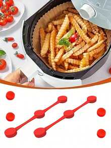 3pcs Air Fryer Magnet Silicone Buckle For Fixing Air Fryer Baking Paper, Safely Lock Disposable Liners And Prevent Paper Burning, Red - Multicolor - View 2