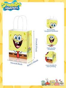 SpongeBob SquarePants 3/4/6/12 piezas Bolsas de regalo de papel con temática de Bob Esponja, personajes de dibujos animados de estrella de mar y cangrejo, ideal para decoración de fiestas, perfecto como obsequio de fiesta para amigos - Multicolor - Ver 6