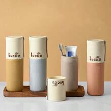 Portable Lucky Travel Toothbrush & Toiletry Storage Case Set, Creative Minimalist Couples Toothbrush Cup & Rinse Cup