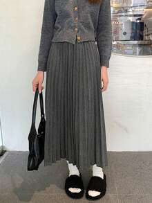 加厚羊毛百褶A字裙，高腰显瘦，秋冬新品