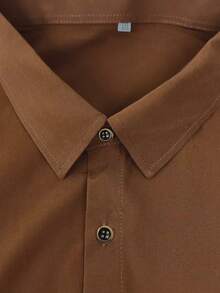 Áo sơ mi nam tay dài công sở thiết kế nút màu trơn - màu nâu - Xem 5