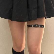Women's Adjustable Punk Leg Cuff - Black Faux Leather Feel, Fashionable Thigh Chain Suitable Dresses, Pants, Daily Wear - Gothic Style Party, Wedding Accessories - Easy-To-Wear Adjustable - 1 - 查看 6