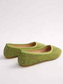 Mocasines ligeros de mujer con cierre deslizante, zapatos casuales para ir y venir con decoración de cristales de unicolor, adecuados para primavera, verano y todas las estaciones