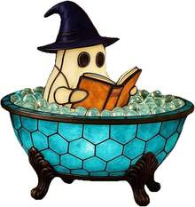 2026 New Halloween Ghost Bubble Bath Lamp, Bathtub Ghost Night Lights, Cute Led Lamp For Bathroom Decor, Spooky Reading Books Nightlight - 藍色-1個裝 - 查看 13
