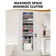 Over The Door Organizer Hanging - 6 Shelf Over Door Organizers With 6 Clear Front &12 Side Pockets - Swing-Proof 50LB Load Behind Door Storage For Closet Bedroom Bathroom Nursery Baby Essentials - 灰色 - 查看 4
