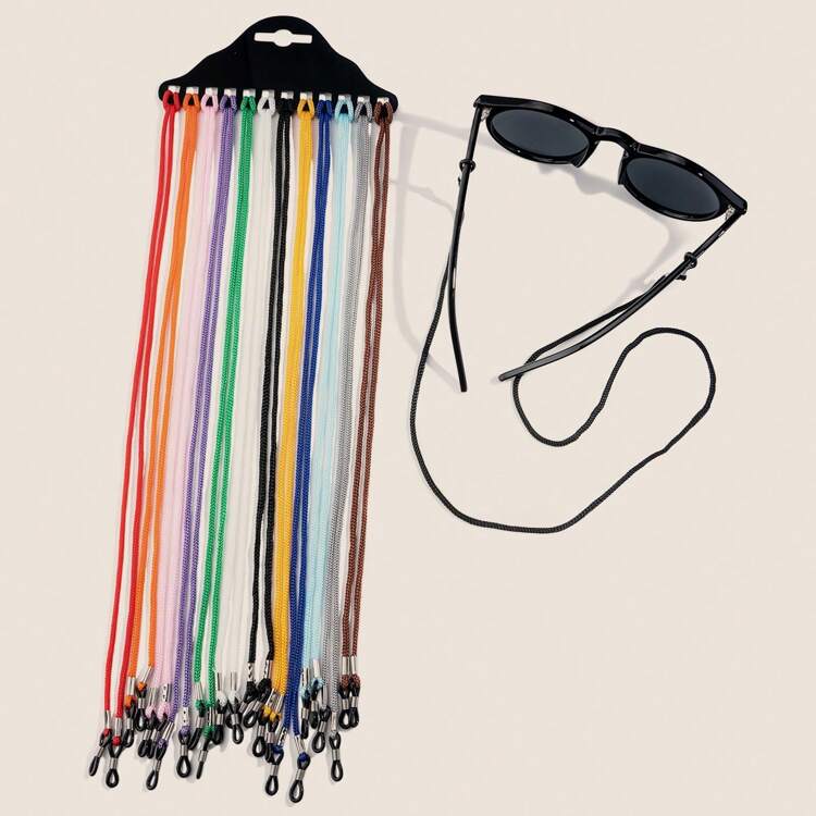 Set de 12 cordones de nailon multicolor y negro para gafas, soporte de moda para gafas, correa para el cuello para anteojos - Multicolor - Ver 4