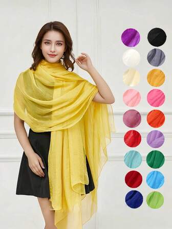 1pc Women's Candy Color Chiffon Lightweight Breathable Scarf, Fashion Casual New Style Shawl, Versatile For Sunscreen, Headwrap, Beach Wrap, Suitable For All Seasons