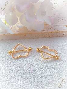 2 piezas Anillos de pezón de material de aleación con forma de corazón, elegantes, adecuados para uso diario, festivales, fiestas, vacaciones, Halloween, combinación con rojo