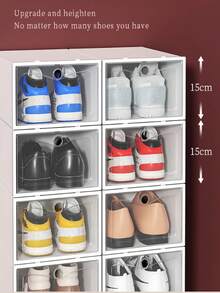 1/5白色折叠鞋盒收纳盒用于分类网球鞋高跟鞋等鞋子可堆叠抽屉式翻盖防尘鞋架家用加厚透明折叠鞋子收纳箱