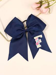 1 件海军蓝啦啦队蝴蝶结，适合女士女孩 A-Z 字母刺绣罗缎丝带蝴蝶结发带纯色字母花朵刺绣蝴蝶结发带优雅蝴蝶结松紧带休闲纯色蝴蝶结发绳啦啦队蝴蝶结橡皮筋女士发饰、马尾辫夹、发圈、发带、弹性发带、家居美容女士配饰礼品 - 藏蓝色 - 查看 14