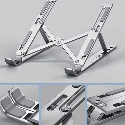 Soporte de laptop de aleación de aluminio, soporte de escritorio plegable y ajustable para laptop, soporte portátil universal apto para todas las laptops (aprox. 25cm)