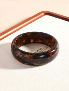 1pc/2pcs Set Retro Energetic Resin Leopard Print Acrylic Thick & Thin Round Bangle Bracelet, Suitable For Daily Wear, Party, Banquet - Leopard Print Bracelet - View 8