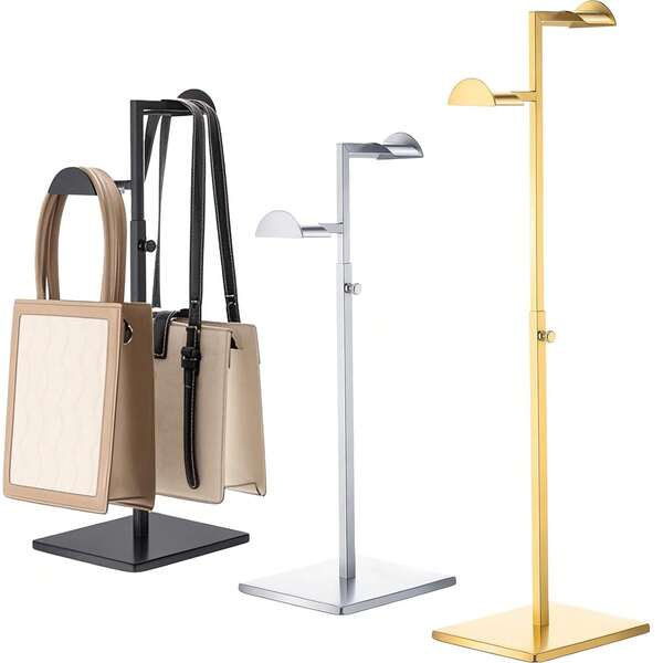 Adjustable Height Stainless Steel Handbag & Hat Display Stand, Titanium Gold Color, Suitable For Home/Boutique/Dining Table Decor Retail, Easy Installation, Rust-Resistant And Durable (Gold/Silver/Black)