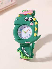 Cute Dinosaur Pattern Cartoon Children's Watch, Student Watch - Green - View 1