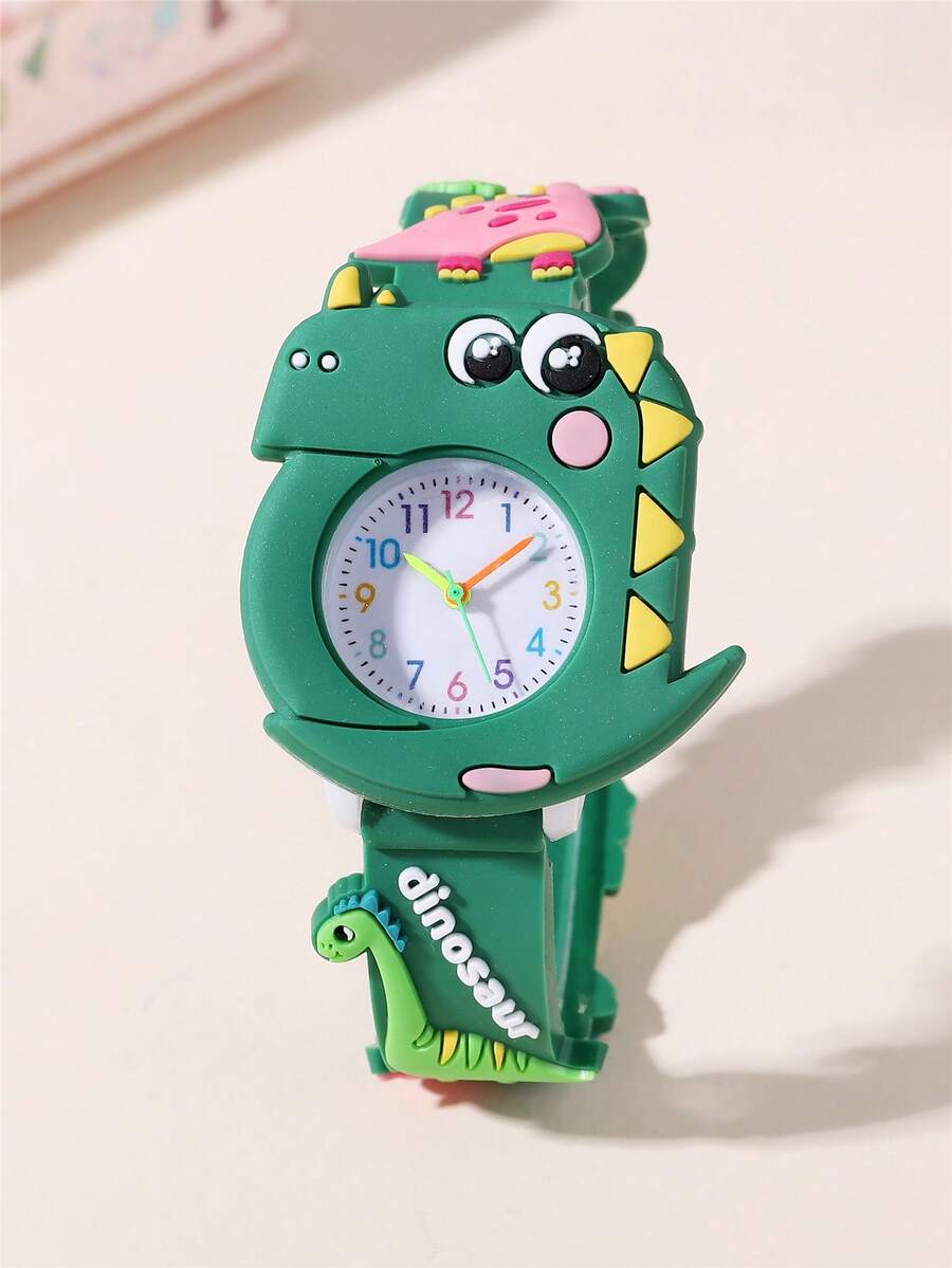 Cute Dinosaur Pattern Cartoon Children's Watch, Student Watch - Green - View 1