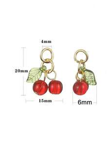 5/10/20/30pcs Cherry Pendant Fruit Charm, Red Glass Bead Jewelry Accessories, For DIY Necklace, Earring, Bracelet, Phone Chain, Craft Supplies