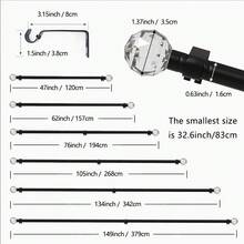 5/8英寸窗帘杆，搭配透明水晶装饰尖顶，有白色、黑色、金色、银色可选，适合28至144英寸的窗户。易于安装的坚固窗帘杆支架套装。适用于卧室、厨房、客厅、餐厅或办公室，现代优雅风格，外观简约时尚！
