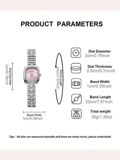 LI Piece Square Dial Watch, Vintage, Elegante Studded Numerals Inlay ation, Stainless Steel Detachable Strap Perfect Everyday Wear, Birthday s, Parties, Holiday Gatherings, As The Ideal Yourself Or Friends view 6