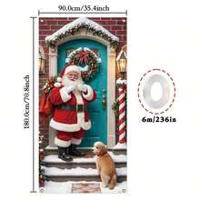 1pc Christmas Door Banner Decoration, Cartoon Santa Claus And Puppy Design, Suitable For Ordinary Doorways, Perfect For Winter, Christmas And New Year Celebrations, Home And Outdoor Holiday Decorations