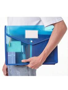 1/2/6pcs A4 Plastic Folder, Envelope Extension File Wallet Organizer, With Snapshot And Pocket Waterproof Transparent Document Bag, Three-Dimensional File Bag Transparent Twill A4 Storage Envelope Office Test Paper