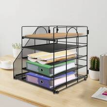 5 Tier Letter Tray Desk Organizer Metal Mesh A4 Paper Desktop Filing Trays - Black - View 5