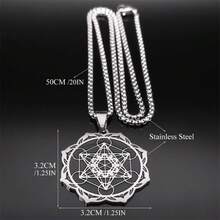 Sacred Geometry Metatron Cube Angel Seal Archangel Necklace For Women Men Stainless Steel Flower Of Life Lotus Chain Jewelry