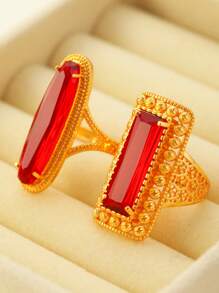 1 pieza Anillo abierto con borde de cuentas calado con estilo de palacio vintage, adecuado para fiestas, bailes, festivales, gran opción de regalo