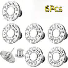 4件/6件/10件牛仔裤替换纽扣腰部免钉牛仔裤纽扣，银色字母腰扣多功能可拆卸塔扣牛仔裤裙腰部调整尺寸变化牛仔裤固定扣，免钉可拆卸牛仔裤纽扣替换套装，无需缝纽扣 - 彩色 - 查看 17