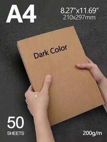 50pcs A4 Dark Kraft Paper Sheets, 200gsm, 8.3x11.7 Inches - Perfect For DIY Crafts, Invitations & Card Making,School Supplies,Back To School
