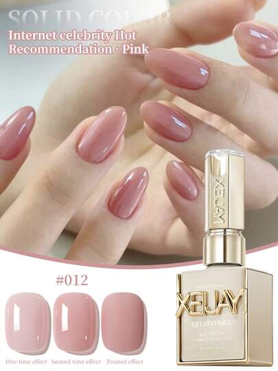 XEIJAYI 1PC 15ML Pink Nail Polish - Jelly Ice Transparent Nude, Peelable UV LED, Formaldehyde-Free, Oval Shape, Glossy Finish, Solid Pattern, For Nail Salon And DIY