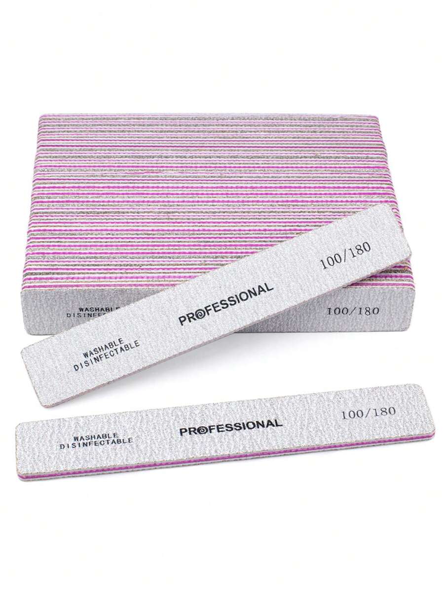 5pcs Professional Rectangular Nail File, Double-Sided Nail Buffer Block, Durable Manicure Tool, 100/180 Grit