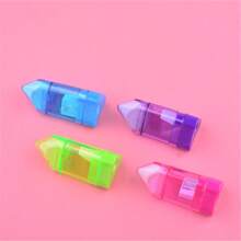 4 件随机颜色多功能橡皮擦和铅笔刀 - 二合一便携式文具工具，适合学生和办公室使用，无需电池，塑料结构，美术用品礼物