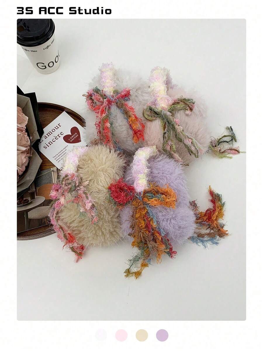 1 件原创可爱时尚耳套，冬季手工制作保暖耳套，个性化女孩毛绒耳套发带多巴胺设计，女士蓬松耳套冬季耳套可爱耳套 - 彩色 - 查看 1