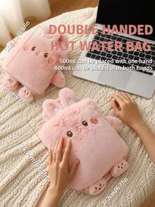 卡通毛绒填充热水袋，可爱加厚暖手宝，情人节或生日送给女友/男友的礼物 - 彩色 - 查看 9