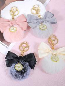 1pc Bowknot Bag Charm, A Bag Accessory, And An Faux Pearl Keychain. It's A Perfect Mother's Day Gift. This Cute Faux Pearl Beaded Bracelet-Style Keychain Exudes A Vintage Charm. It Is Suitable For Decorating Ladies' And Girls' Handbags, Backpacks, And Even Cars. The Pearl Pendant Adorned With A Ribbon Is Also An Excellent Choice For Valentine's Day And Birthday Gifts. - Multicolor - View 5