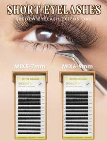 1pc 12rows J Curl Short Lashes Bottom Lash Under Eyelash Extensions 0.20mm 0.10mm 0.15mm B Curl 5mm 6mm 7mm 8mm 9mm SEEDEW Classic Individual Eyelash Extension Lashes Matte Black Professional Soft Natural - 黑色 - 查看 1