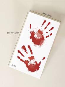 4 件万圣节临时纹身，假血手印，红唇，伤口图案，DIY 节日派对手指、耳朵、肩膀、颈部、锁骨、身体贴纸 - 紅色 - 查看 10