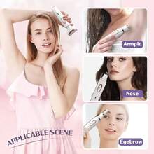 4合1女士電動脫毛套裝 - 包括電動修剪器、比基尼修剪器、眉毛修剪器、鼻毛修剪器 - USB可充電 - 便攜式，可溫和去除面部、腿部、比基尼區的毛髮 - 是完美的女士禮物和母親節禮物