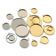 10pcs 8-30mm Inner Size Single Loop Stainless Steel Gold Color Pendant Cabochons Blank Base Tray DIY Jewelry Making Accessories Findings - Single Hanging - View 8