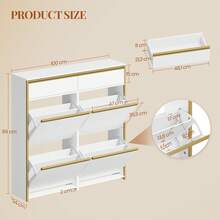 HEXCELEN Narrow Shoe Cabinet With 4 Hinged Doors, Shoe Rack, Shoe Rack With Drawer, Narrow Shoe Chest With 8 Shelves, Adjustable, For Hallways, Entrances, 24 X 100 X 99 Cm, White - 白色 - 查看 6