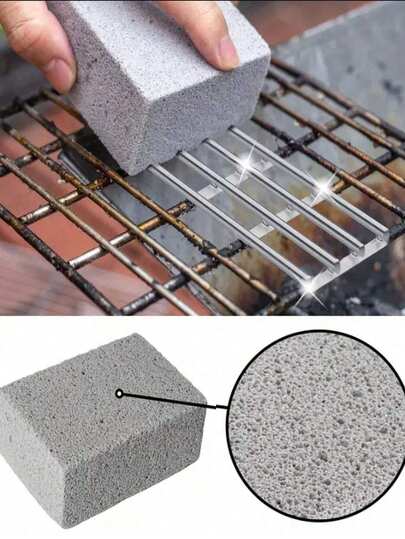 1pc Grill Cleaner Stone Cleaner Block BBQ Brush Cleaning Brush For BBQ Strong Cleaning Clean Up After BBQ Suitable For Camping Griddle Grate BBQ Dirt Removal Burn Rust Iron Plate Cleaner Durable
