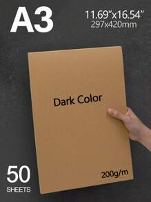 50pcs A4 Dark Kraft Paper Sheets, 200gsm, 8.3x11.7 Inches - Perfect For DIY Crafts, Invitations & Card Making,School Supplies,Back To School