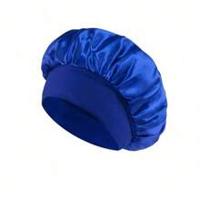 1 Stück atmungsaktive Satin-Seide Schlafkappe, elastisches breites Satin-Band Kappe für Frauen, verstellbare breite Schlafmütze geeignet für langes und lockiges Haar, mit weichem elastischem Band