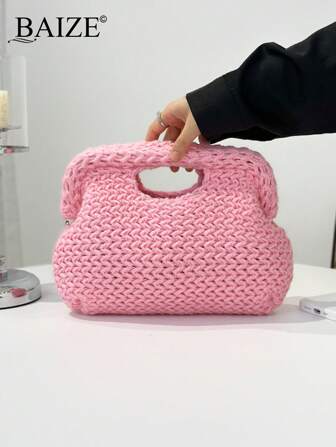 ENBEI BAIZE Elegant Striped Colorblock Clutch Bag - Cosmetic Bag Large, Pink Bag,Durable, Multifunctional Women's Beach Bag, Summer Wallet Elegant Women's Bag, Suitable For Daily Use ,Wedding Season Souvenir Bag,Summer Essentials,Travel Essential,Teacher Gift