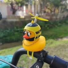 1pc Duck Bicycle Bell, Rubber Duck Bicycle Motorcycle Accessory, Yellow Duck Car Dashboard Decor, Cute Propeller Handlebar, Squeeze Duck Bicycle Horn, With Propeller Helmet - Gift For Duck Lovers - one-size - View 12