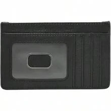 Women's Logan Leather Zip Card Case Wallet With Keychain - Negro - Ver 3