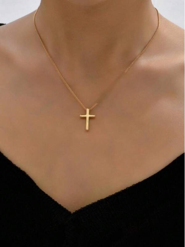 1 pieza Collar con colgante de cruz minimalista y de moda en plata