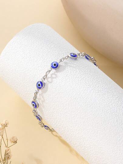 Pulsera de acero inoxidable con ojo turco esmaltado, pulsera con colgante de ojo turco para mujer, regalo de joyería para mujer, ojo turco colorido, ojo del diablo